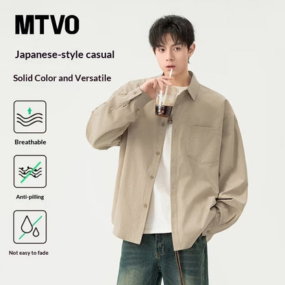 Buy Men’s Retro Loose Casual Long Sleeve Shirt Online global swankt 1
