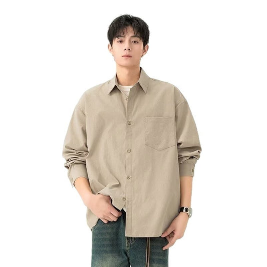 Buy Men’s Retro Loose Casual Long Sleeve Shirt Online global swankt 2