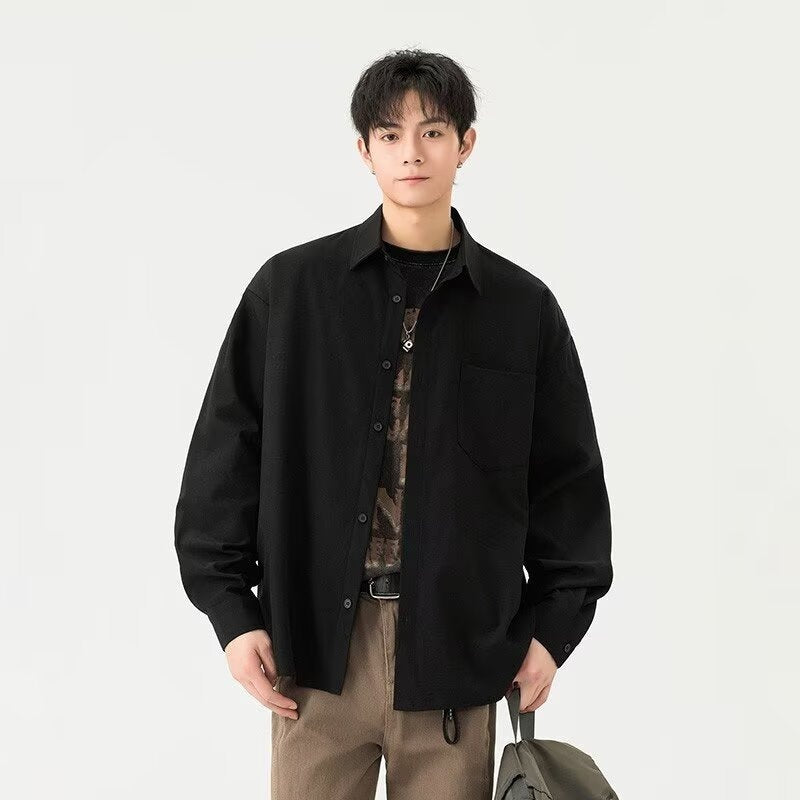 Buy Men’s Retro Loose Casual Long Sleeve Shirt Online global swankt 3