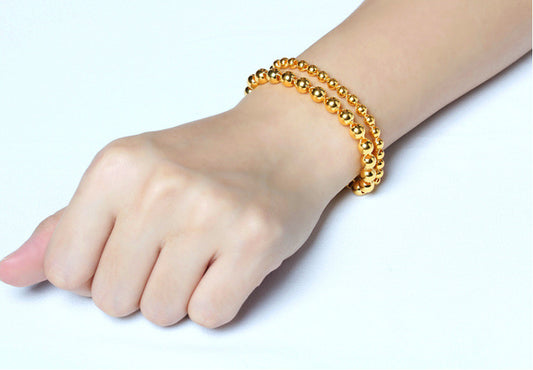 Buy Men's Round Bead Bracelet with 24K Gold Imitation Finish global swanky 3