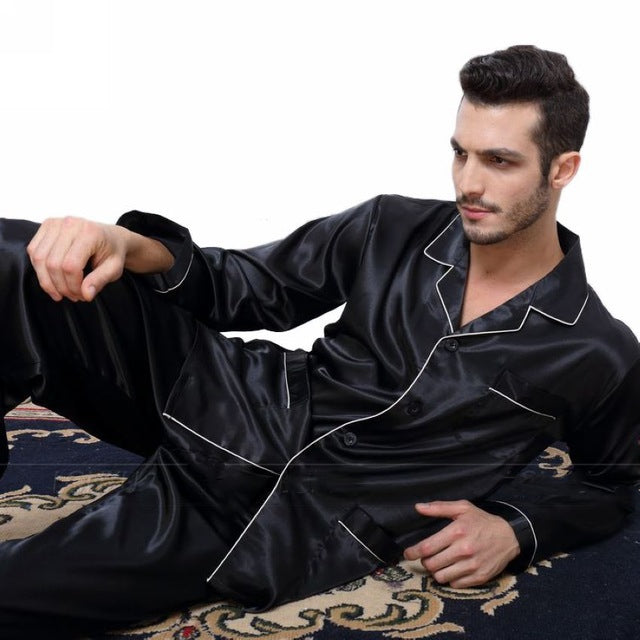 Buy Men's Silk Satin Pajamas Suit for Relaxed Casual Comfort global swanky 1