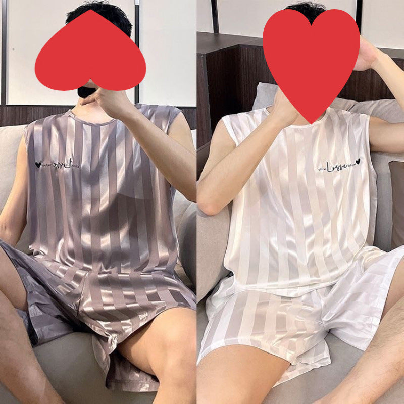 Buy Men’s Summer Ice Silk Pajamas Vest Shorts Sleepwear Set
global swanky 1