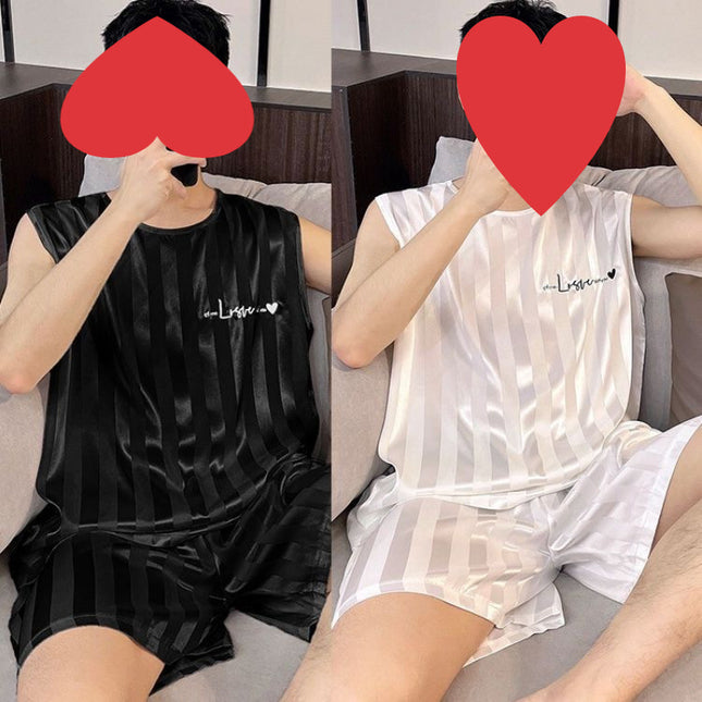 Buy Men’s Summer Ice Silk Pajamas Vest Shorts Sleepwear Set
global swanky 2