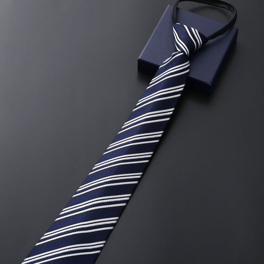 Buy Mens Business Formal Zipper Tie With Blue Stripes for Office global swanky 2