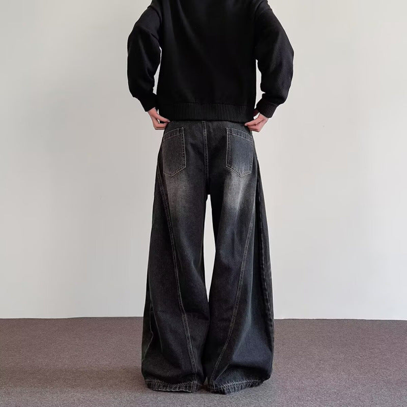 Buy Mens High-Street Relaxed Wide-Leg Pants Online global swanky 3