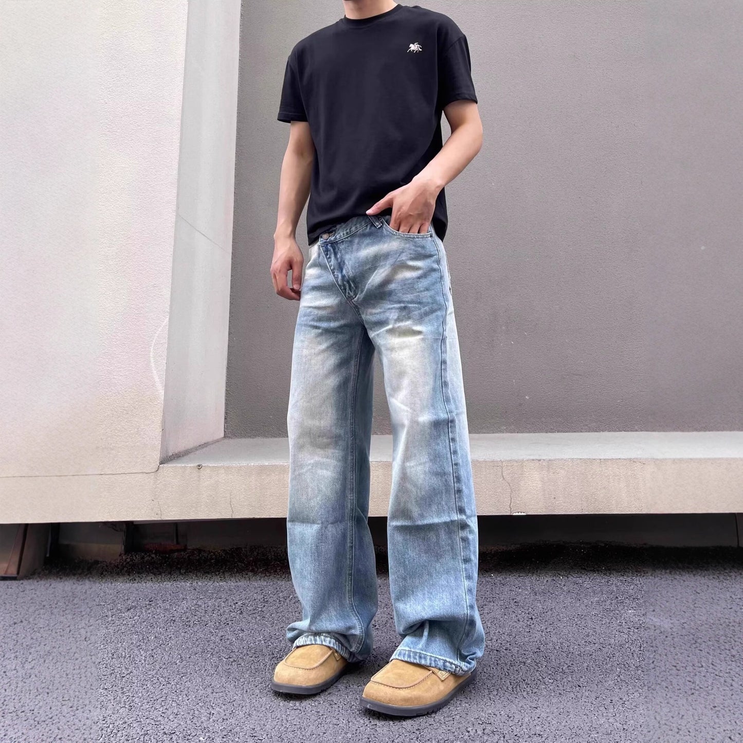 Buy Mens Vintage Washed and Distressed Denim Jeans Online global swanky 2