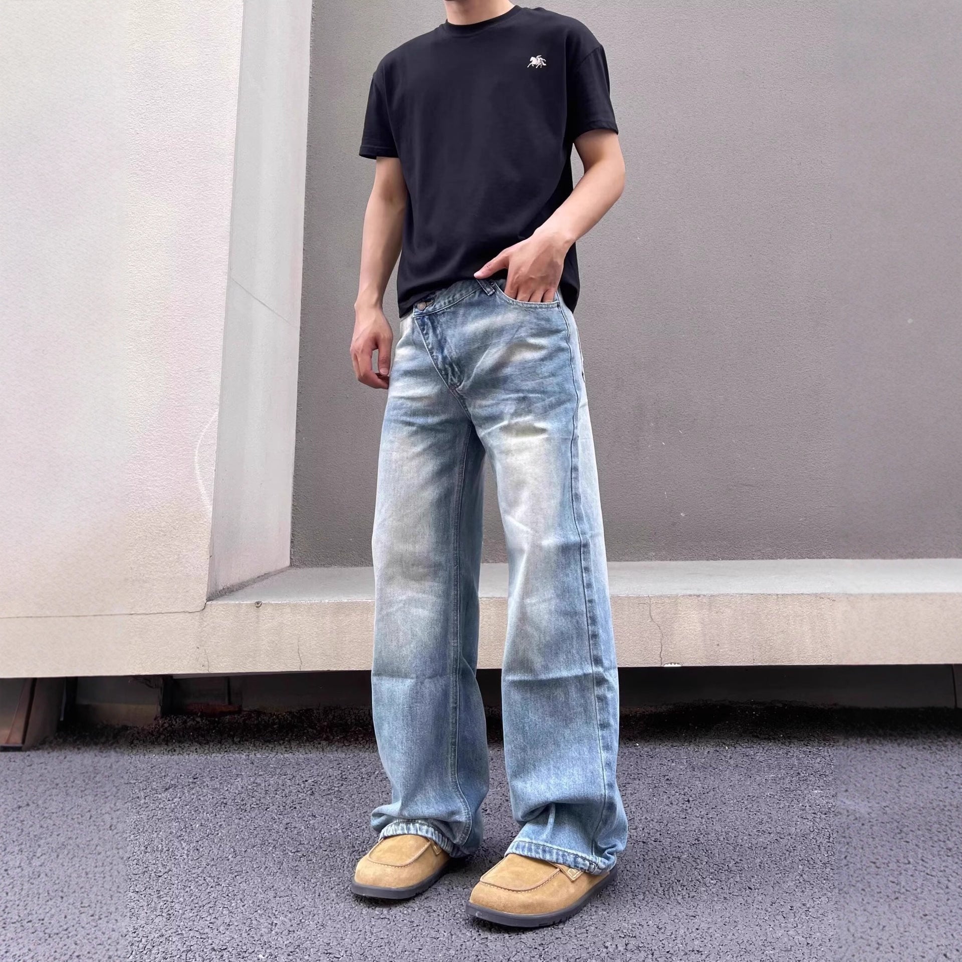 Buy Mens Vintage Washed and Distressed Denim Jeans Online global swanky 2