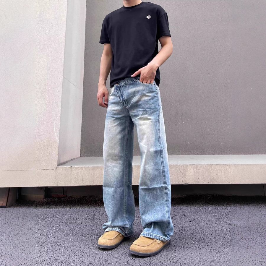Buy Mens Vintage Washed and Distressed Denim Jeans Online global swanky 2