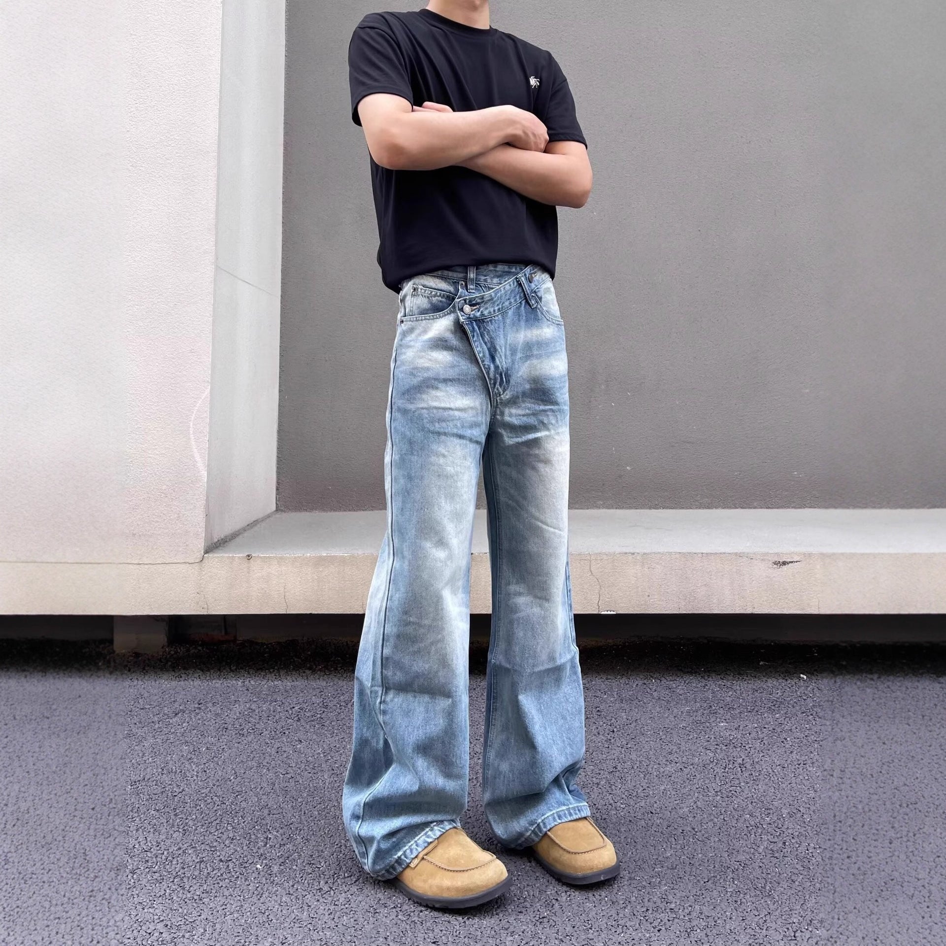Buy Mens Vintage Washed and Distressed Denim Jeans Online global swanky 3
