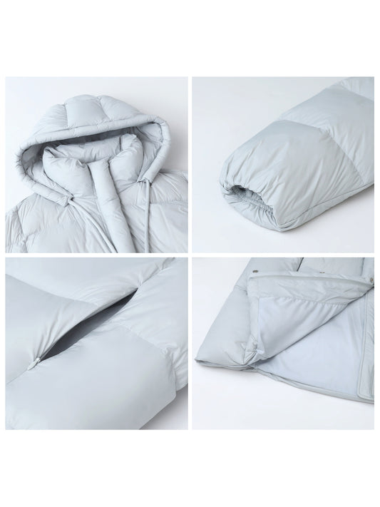 Buy Mid-length 90 White Duck Down Puffer Coat With Hood for Winter global swanky 3