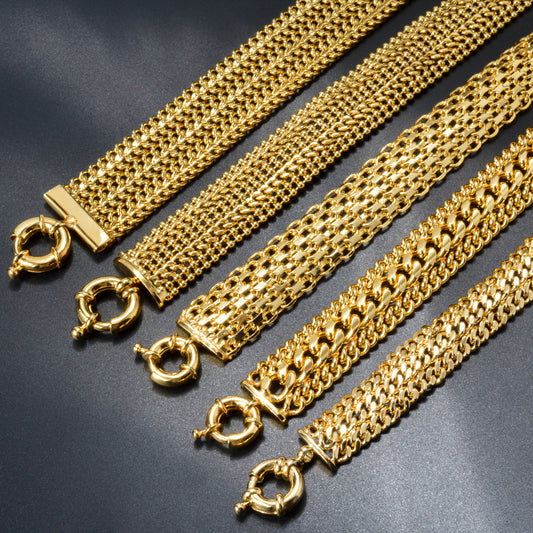 Buy Minimalist Double-Row Chain Wide Mesh Bracelet Elegant Design global swanky 3