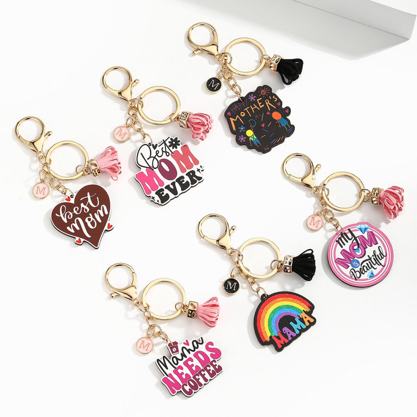 Buy Mothers Day Letter Tassel Keychain Pendant Mom Gift Idea global swanky 1