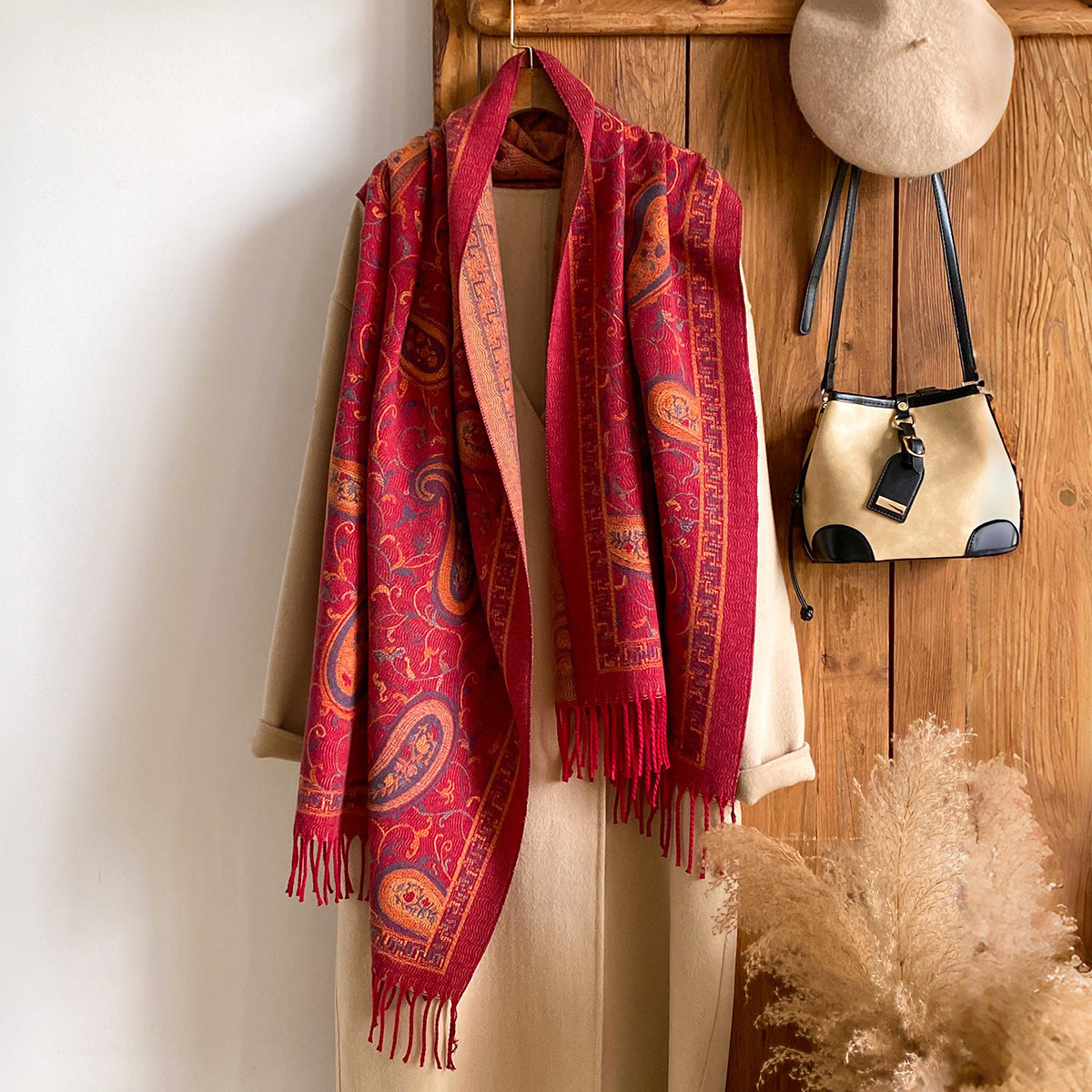 Buy New Cashmere-look Scarf With Cashew Pattern for Women global swanky 3