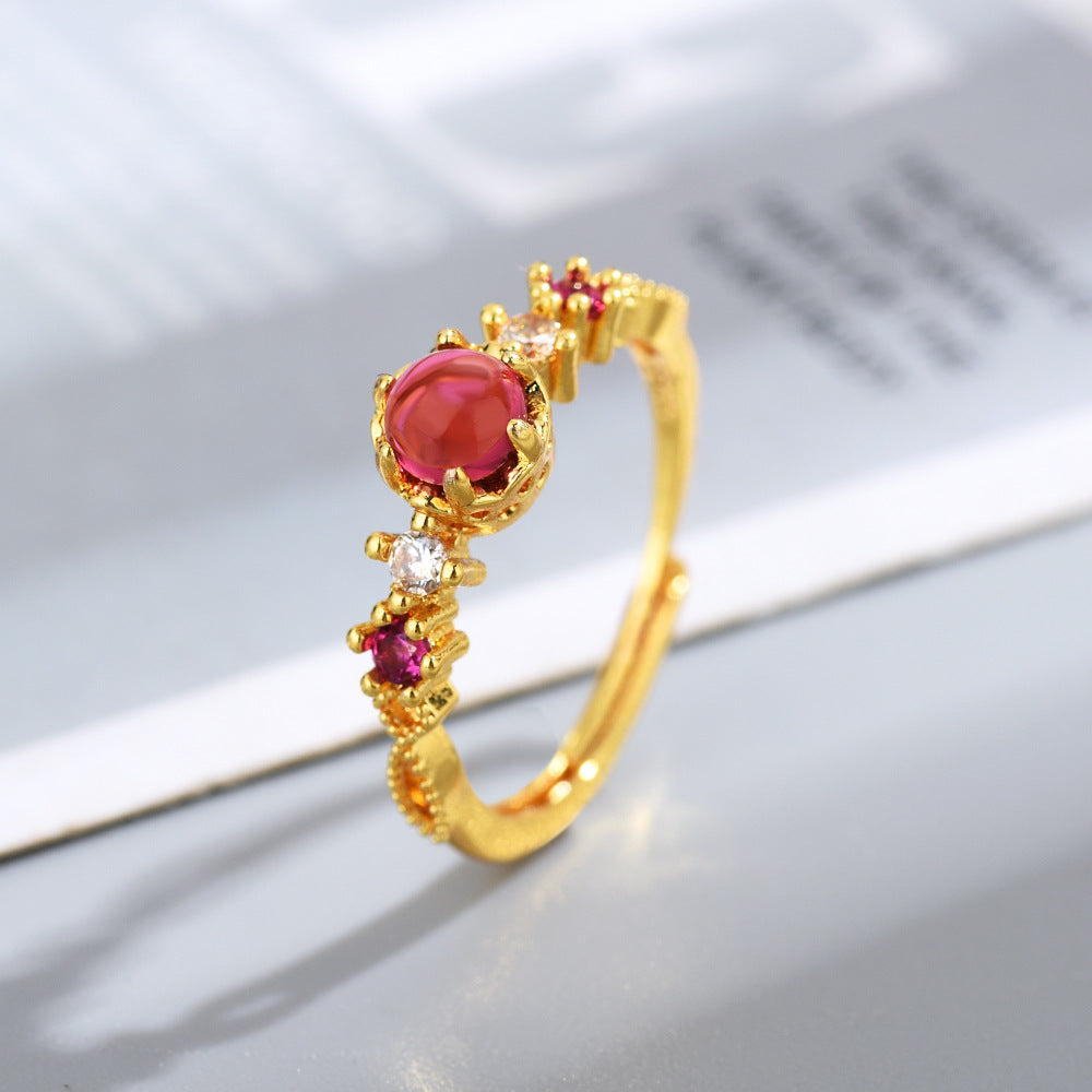 Buy New Style Simple Ring with Natural Rose Garnet and Spinel global swanky 1