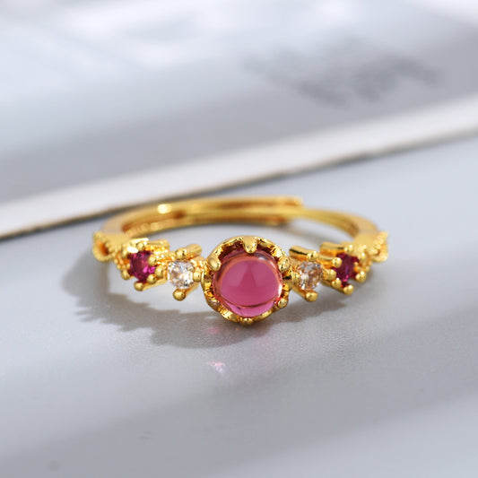 Buy New Style Simple Ring with Natural Rose Garnet and Spinel global swanky 2