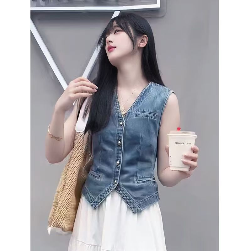 Buy New Washed Denim Mini Vest Trendy & Stylish Fashionable Wear global swanky 2