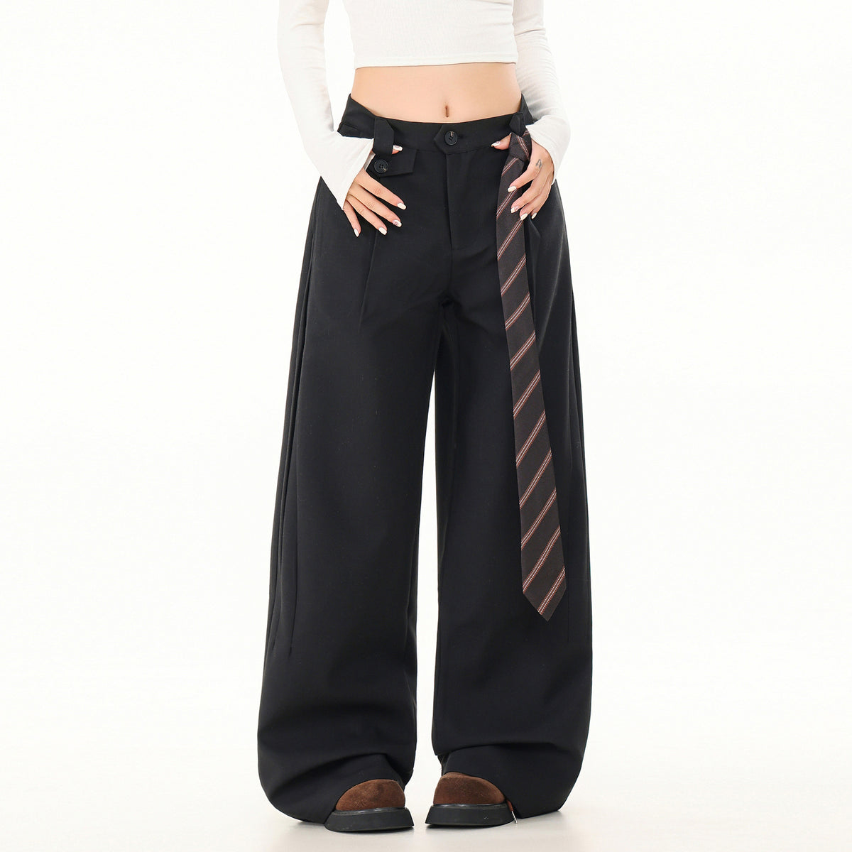 Buy Old-Money-Style Relaxed Wide-Leg Linen Casual Dress Pants global swanky 1