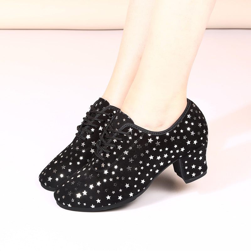 Buy Outdoor Latin Dance Shoes with Star Design Fabric Upper Sole global swanky 1