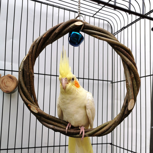 Buy Parrot Standing Frame Rattan Ring Chew Toy Cage Accessory globalswanky 01