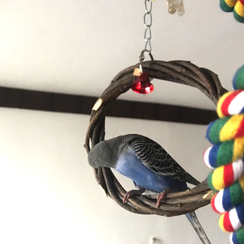 Buy Parrot Standing Frame Rattan Ring Chew Toy Cage Accessory globalswanky 02