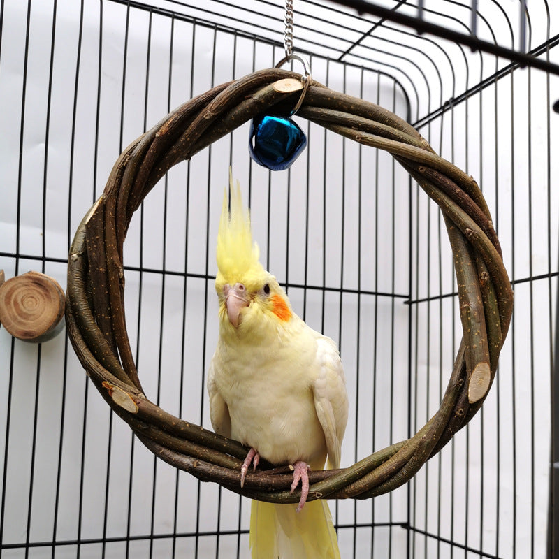 Buy Parrot Standing Frame Rattan Ring Chew Toy Cage Accessory globalswanky 03