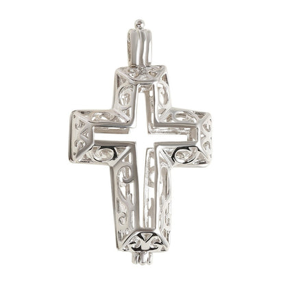 Buy Pearl Handcrafted Cross Pendant Necklace Openable Design global swanky 3