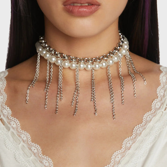 Buy Pearl Tassel Double-Layer Retro Necklace Fun Design Jewelry global swanky 1