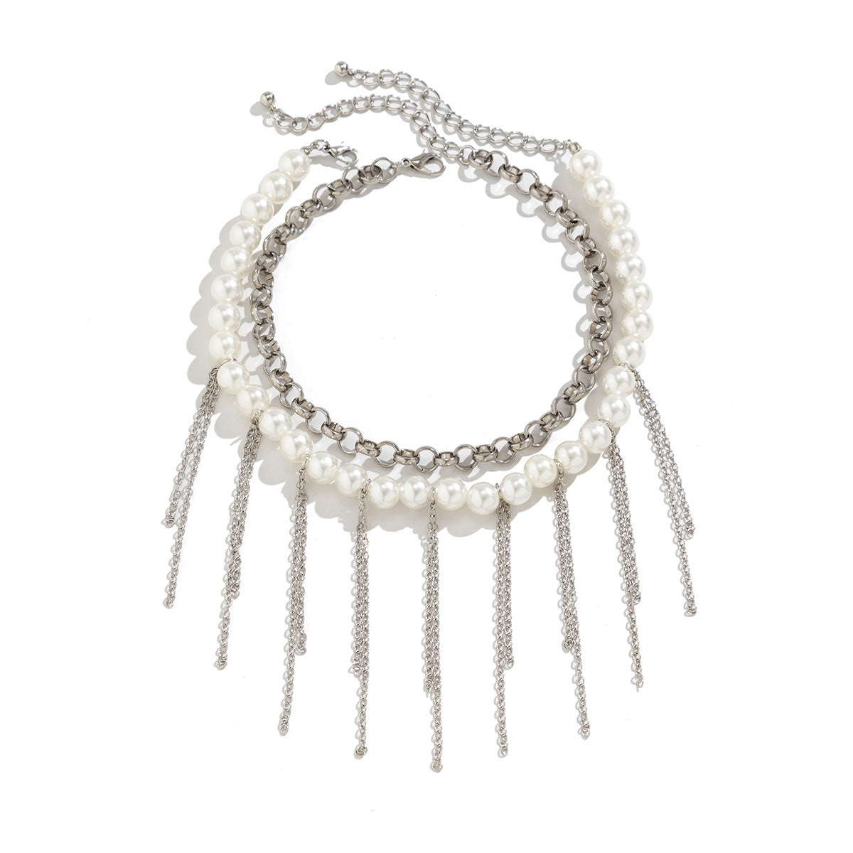 Buy Pearl Tassel Double-Layer Retro Necklace Fun Design Jewelry global swanky 3