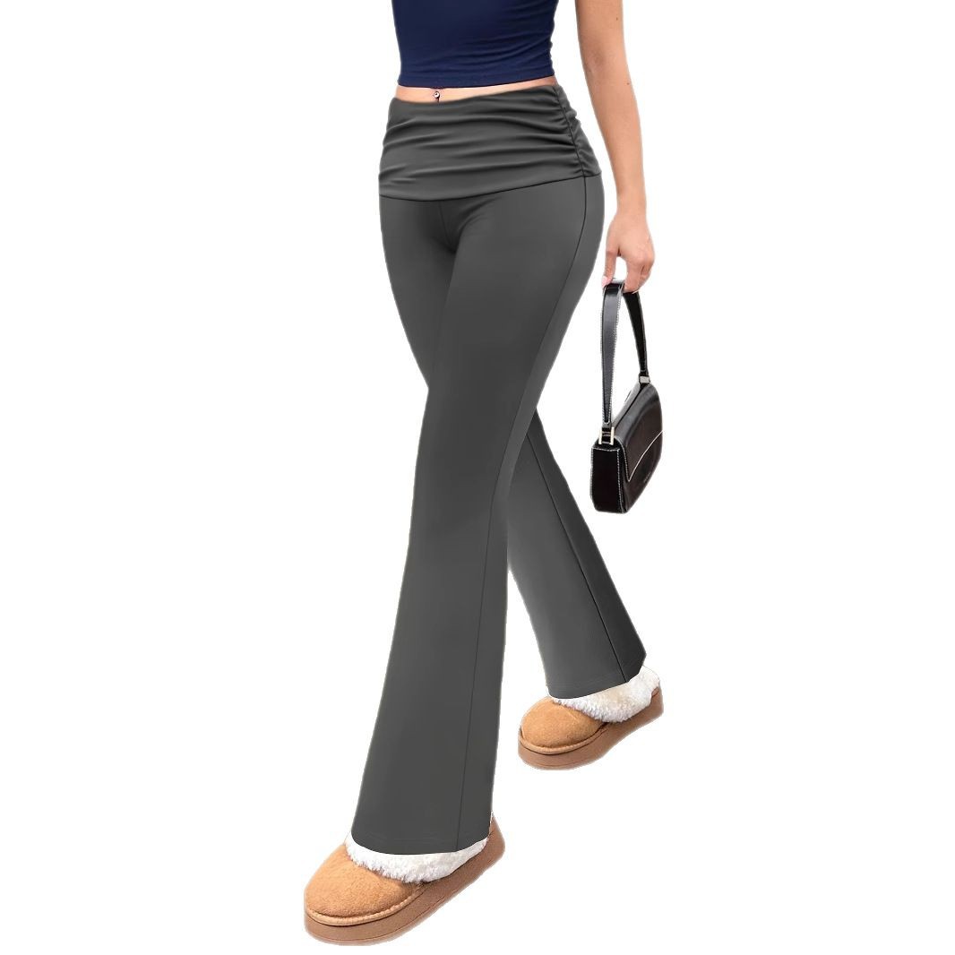 Buy Personalized Knit Leggings with Ruched Fold-Over Waistband global swanky 2