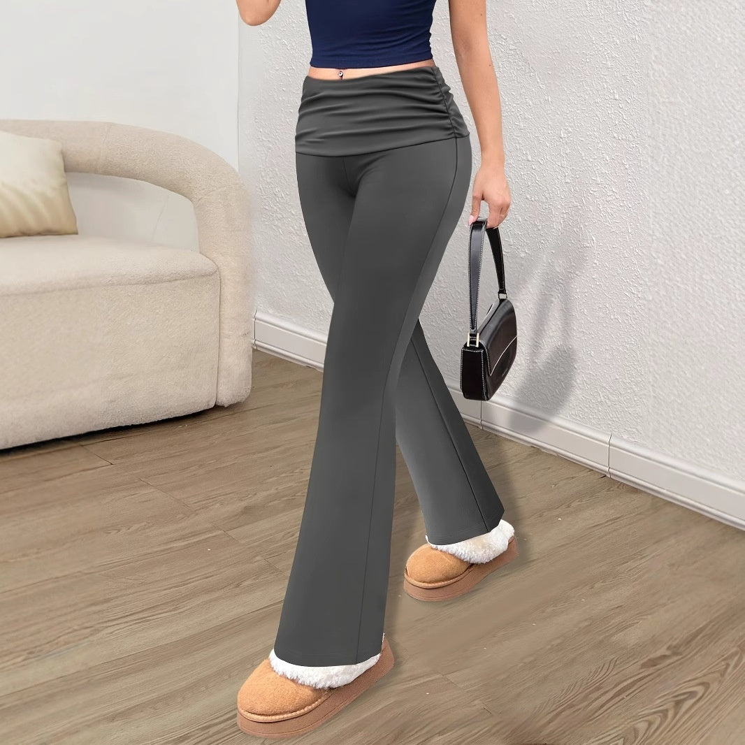 Buy Personalized Knit Leggings with Ruched Fold-Over Waistband global swanky 3