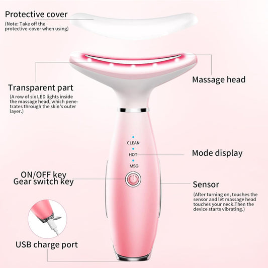 Buy Pink Facial and Neck Massager Beauty Device for Anti-Aging global swanky 3