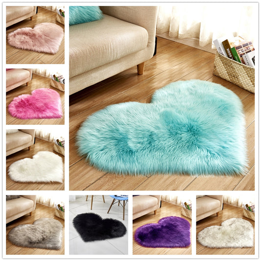 Buy Plush Heart Shaped Carpet – Fluffy Non-Slip Floor & Sofa Mat globalswanky01