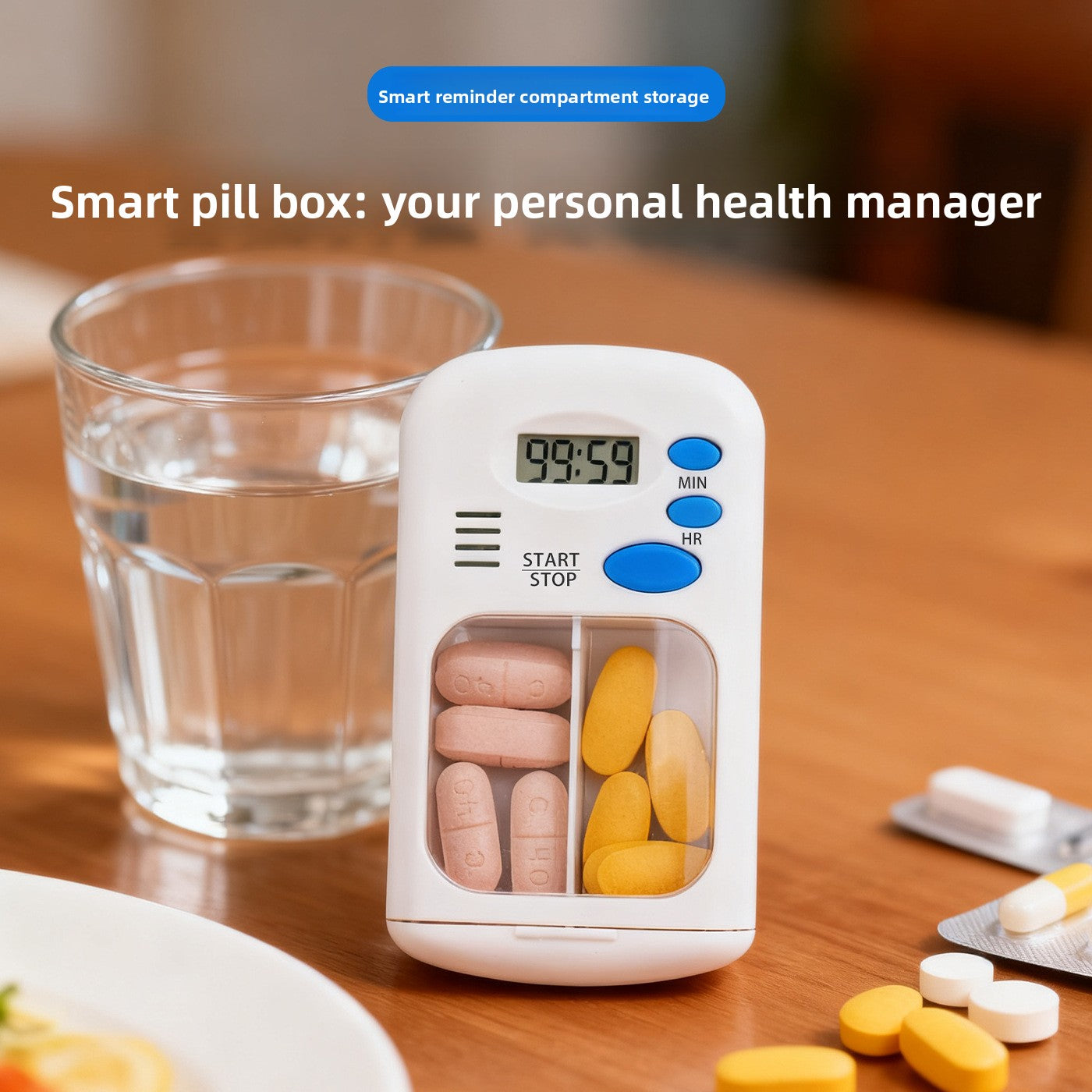  Buy Portable Smart Pill Organizer with Timer Reminder Support global swanky 1