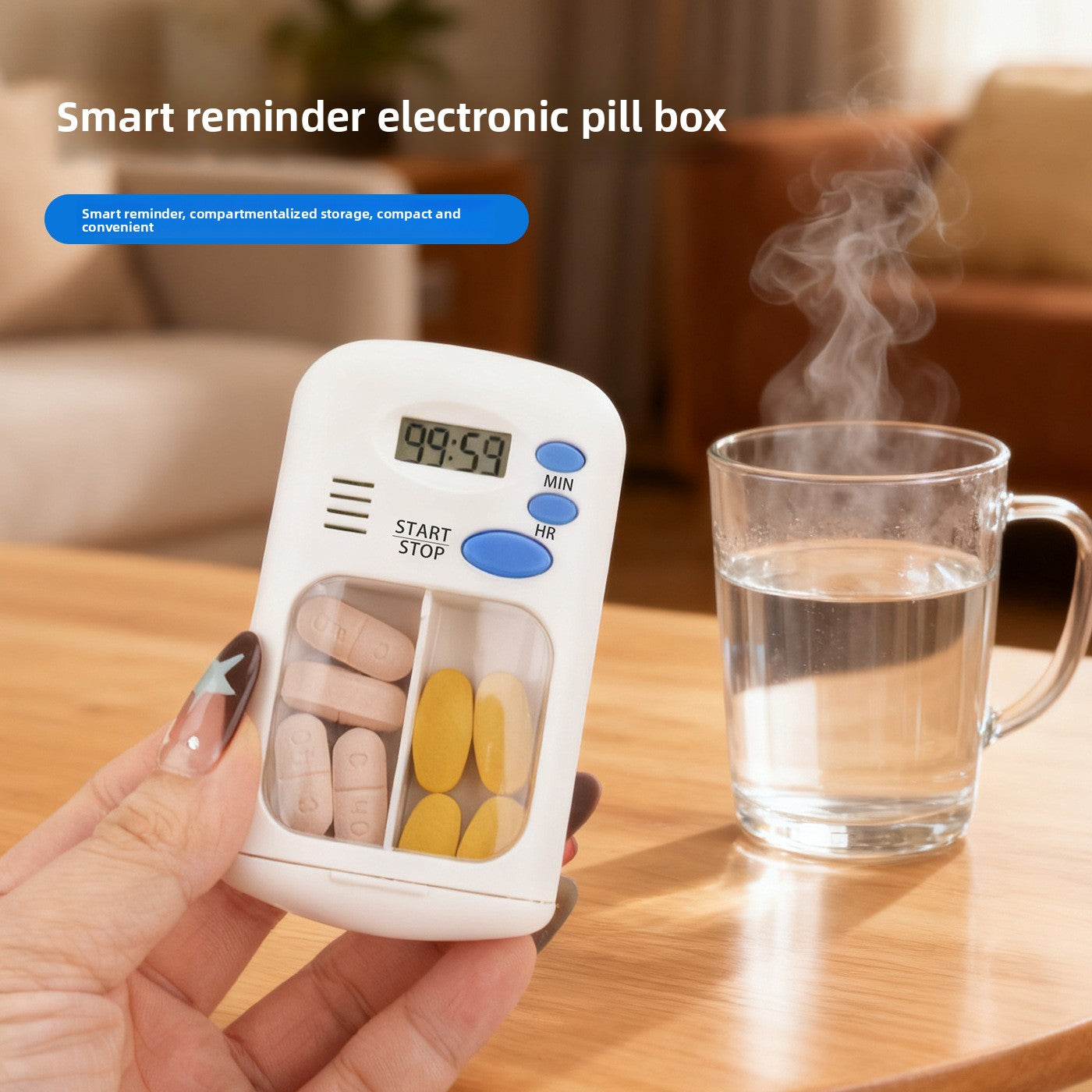 Buy Portable Smart Pill Organizer with Timer Reminder Support global swanky 3 