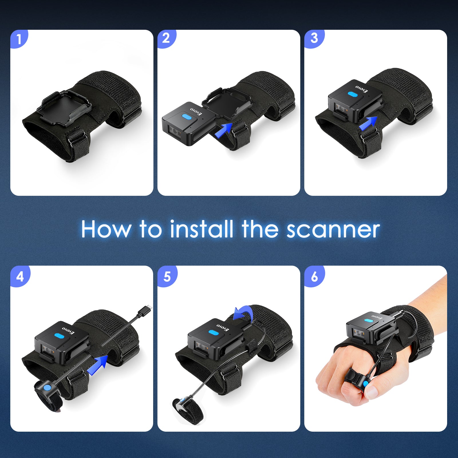 Buy Portable Two-dimensional Wrist Barcode Scanner Gloves Bluetooth Scanner global swanky 3