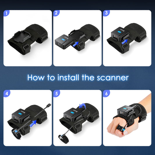 Buy Portable Two-dimensional Wrist Barcode Scanner Gloves Bluetooth Scanner global swanky 3