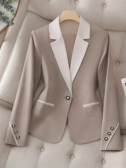 Buy Professional Contrasting-Color Button Elegant Formal Blazer global swanky 2