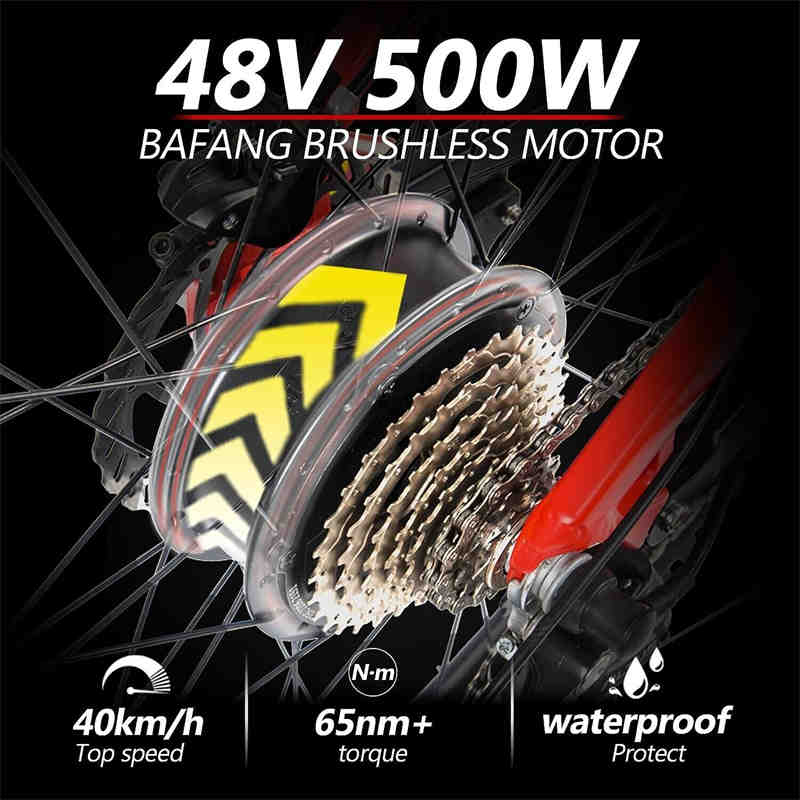 Buy Red 500W Electric Ebike 27.5 Inch Mountain Bike 48V Bafang globalswanky 02