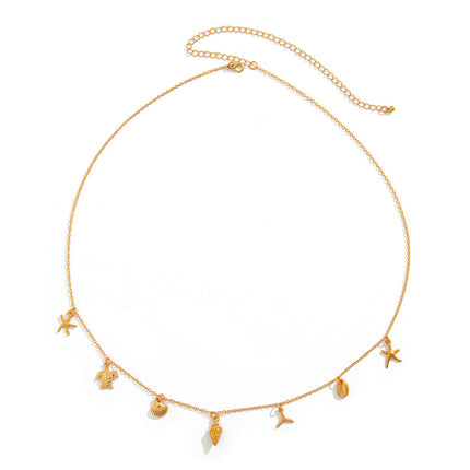 Buy Resort-Style Starfish and Scallop Shell Chain Waist Belt global swanky 3
