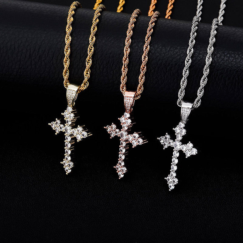 Buy Retro Cross Pendant with Full Zirconia Religious Necklace global swanky 1