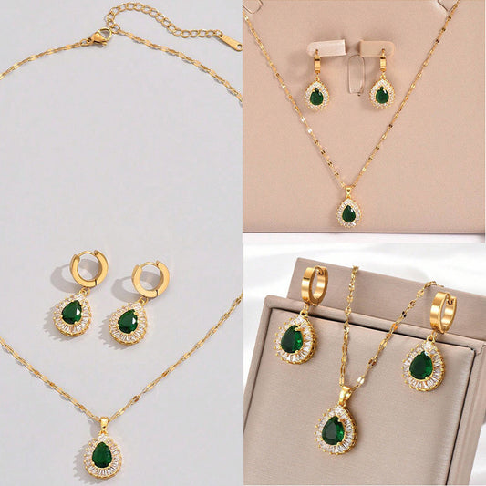 Buy Retro Hong Kong Jade White Suit Jewelry Necklace Set globalswanky 01