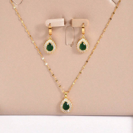 Buy Retro Hong Kong Jade White Suit Jewelry Necklace Set globalswanky 02