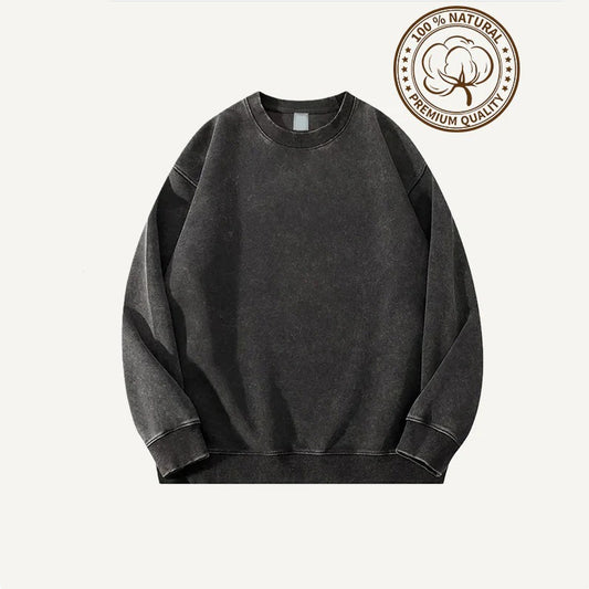 Buy Retro Washed Distressed Crewneck Sweatshirt Streetwear global swanky 1