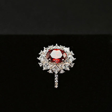 Buy S925 Silver Ring Adjustable Opening Red Zircon Stone globalswanky 02