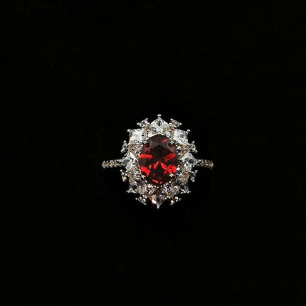 Buy S925 Silver Ring Adjustable Opening Red Zircon Stone globalswanky 03