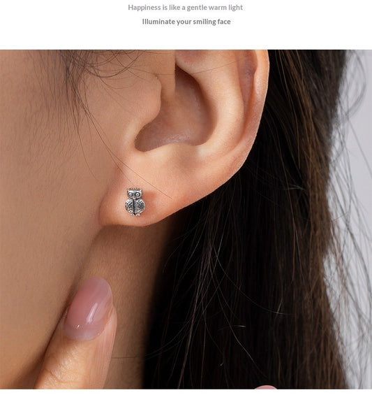 Buy S925 Sterling Silver Owl Stud Earrings – Creative Cute Design global swanky 3