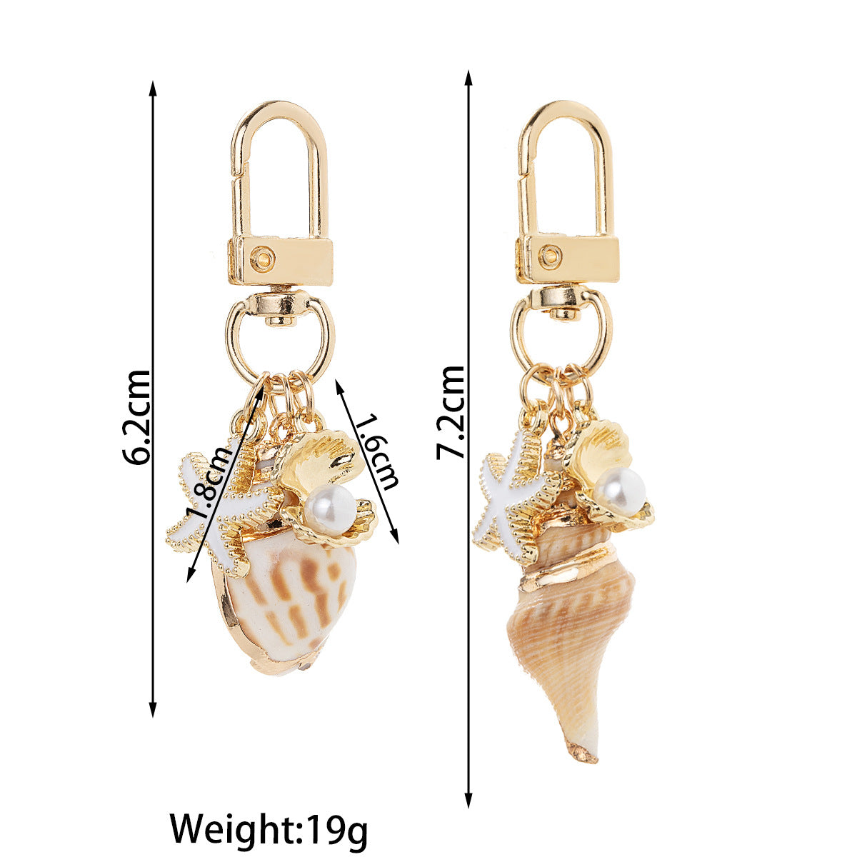 Buy Seaside Alloy Natural Shell Pearl Keychain Stylish Accessory global swanky 3