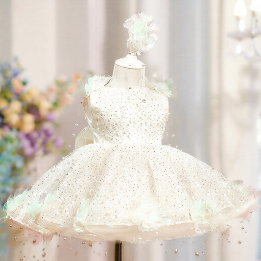 Buy Sequin Pearl Flower Girl Princess Dress  Party & Gala Wear
global-swanky- 3