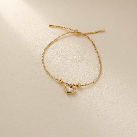 Buy Shell White Peach Heart Love Bracelet – Adjustable Jewelry global swanky 1