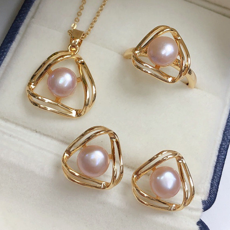 Buy Simple and Exquisite Freshwater Pearl Necklace Jewelry Set global swanky 2